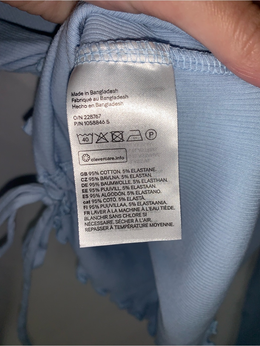 NWT H&M Ruched Front Ribbed Top in Blue - Picture 6 of 7